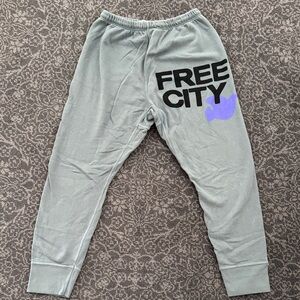 Free City Gray Sweatpants with Purple Logo